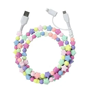Ailan Färgglada pärlformade telefonladdare för USB-laddningskabel 2-i-1