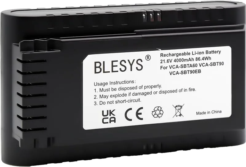 BLESYS 4 000 mAh batteri för Samsung Jet 75E Turbo 75E Pet dammsugare VCA-SBT90EB/AA 21,6 V 86,4Wh VS20B75B1R4 VS20B75AG