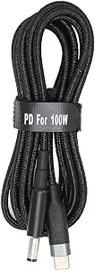 Elprico 100W PD-typ C Till DC-laddningskabel, Support 5A Fast Charging för Bärbar Dator, Inbyggt Dubbelt Chip, Slitstöd Litz-tråd, Kabelband, Kompatibel med (JD0608-2 (2 meter))