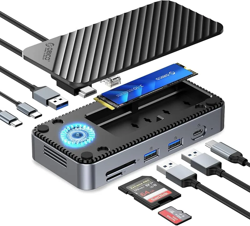 ORICO 10 i 1 dockningsstation USB C med inbyggd fläkt
