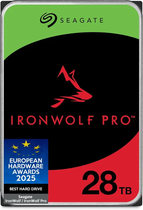 Seagate IronWolf Pro 28TB, NAS intern hårddisk, 3.5", 7200 U/Min, CMR, 512 MB Cache, SATA 6 GB/S, Data Rescue Service (ST28000NTZ00)