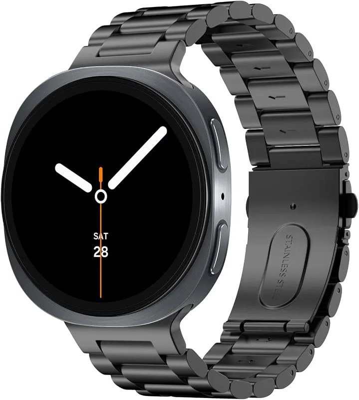 MoKo Metal Strap Compatible with Samsung Galaxy Watch 8 Strap 40mm 44mm/Galaxy Watch 8 Classic 46mm, No Gap Business Sta