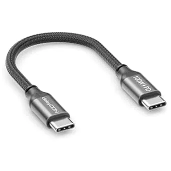 deleyCON 0,15m USB-C-Kabel (USB 3.2 Gen2 10Gbit/s & 100W) Kort Laddningskabel 4K@60Hz för Laddare iPhone 17 16 15 Pro Max Airpods Watch Samsung Galaxy S25 S24 S23 iPad MacBook Tablet Switch PS5 SSD