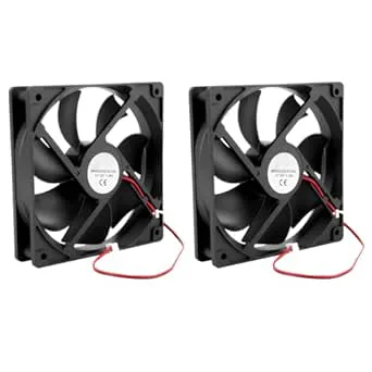 12 V DC-fläkt, 120 mm datorchassikylare, 2 stycken hydraulfläktar 12025 med dubbelkullager, dubbelkullagersystem, 2-polig, för hölje- och vätskekylare och CPU-kylning