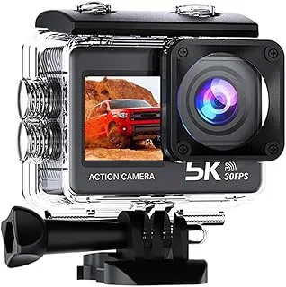 Actionkamera 5K 4K 60FPS WiFi Anti Shake Dual Screen 170° Vidvinkel 30m Vattentät Sportkamera Med Fjärrkontroll Klarhet Exakt