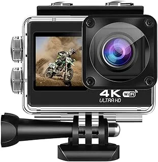 4K 60FPS Actionkamera Dubbelskärm 2 Tums WIFI HD-kamera Cykel Motorcykelhjälmkamera