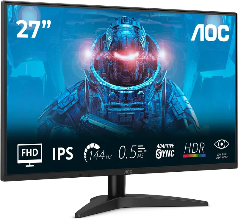 AOC 27B36X 27 tum FHD spelskärm, 144Hz, IPS, 0,5 ms MPRT, adaptiv synkronisering, HDR10, (1920x1080, HDMI 1x 1.4, DP 1x 1.4) svart