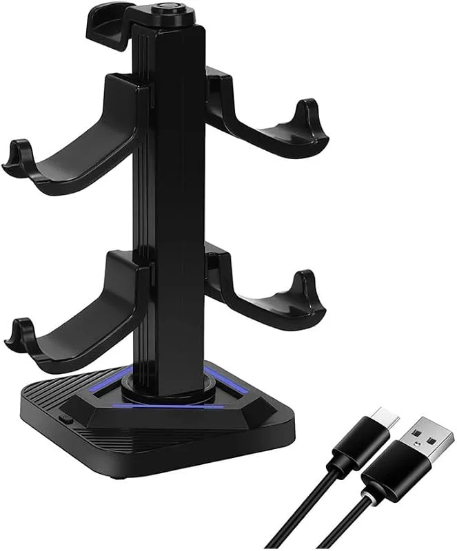 RGB spelkontrollhållare 8 ljuseffekter headset spelplatta stativ med 3 USB