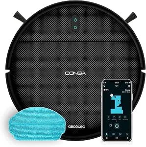 Cecotec Robot Dammsugare med gyroskopisk navigering och app Conga M10 X-Treme. 2000Pa, sopa, dammsuga, tvätta och passera moppen, självständighet 120 minuter, fallskyddssensorer och 2 sidoborstar