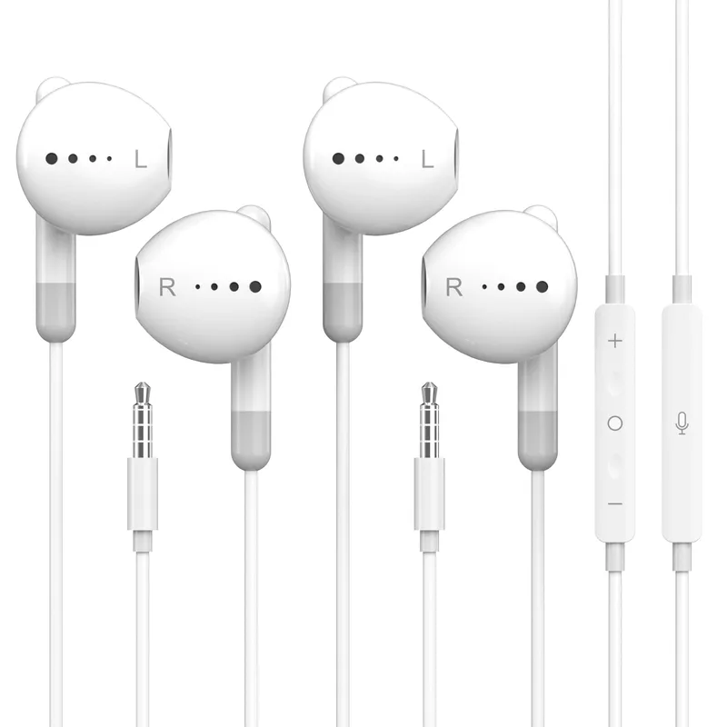 Fidioto in-ear hörlurar med 3,5 mm kontakt och mikrofon, 2-pack