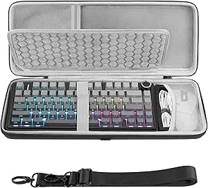 Geekria 75% 84-tangenters tangentbord och mus kombofodral, kompatibel med AULA F75 Pro / F75, Keychron K2 Version 2/K2/Q1/V1, ASUS ROG Azoth 75%, Redragon K673 PRO, resväska med hårt skal