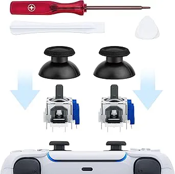 Tolesum TMR-effektjoystick analog ersättningssats för PS5 DualSense-kontroll med reparationsverktyg (svetsning krävs) ingen drift