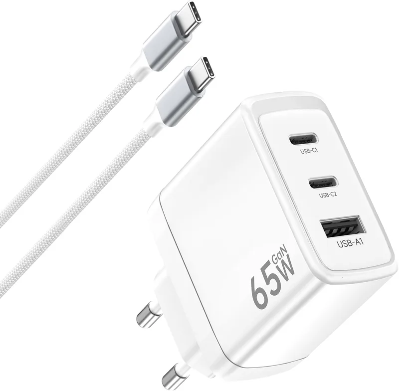 HYDOOD 65W 3-portar USB-C GaN II Laddare