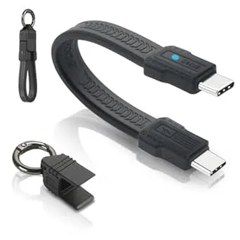 aceyoon 240 W USB C till USB C-kabel kort, 80 Gbps USB4.0 PD3.1 snabbladdningskabel USB C med nyckelring, 8K@60Hz dataöverföring typ C laddningskabel för Thunderbolt 4/3, för surfplatta laptop (13,5