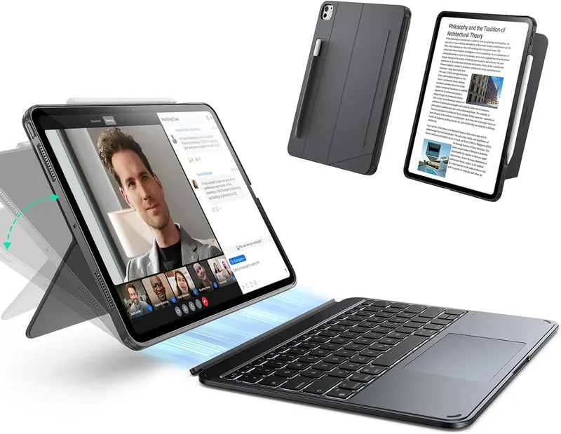 ESR Fodral med tangentbord för iPad Pro 13 tum (M5/M4) 2025/2024 – magnetiskt avtagbart tangentbord, stående och liggand