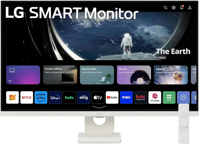 LG Smart monitor 32U721SA-W.AEU, 32 tum, 4K UHD (3840 x 2160), HDR10, IPS, webOS 24, USB-C (65W), Bluetooth, DCI-P3 90%, Smart TV-funktioner, HDMI, DisplayPort, svart