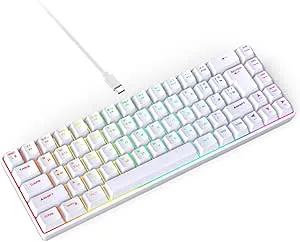Annadue 68 Key Russian English Gaming Keyboard, RGB Backbellyst Mechanical Feel -tangentbord med 18 Belysningslägen, USB -kopplade för PC -spelare (Vi
