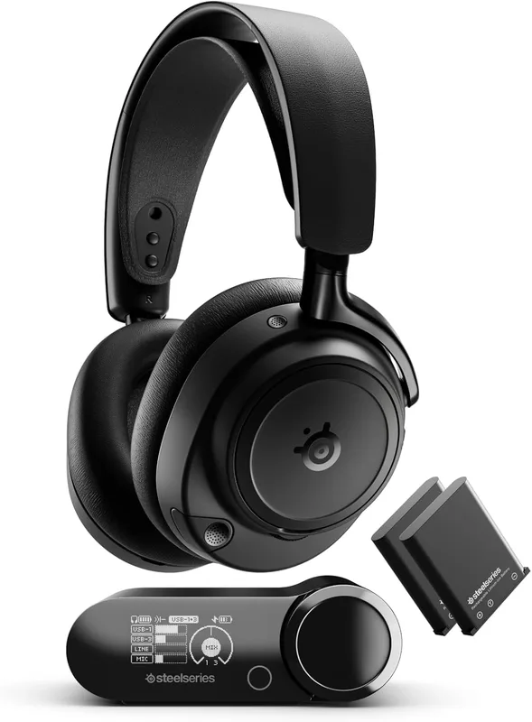 SteelSeries Arctis Nova Elite – Trådlöst högupplöst gamingheadset – 96kHz/24bit – Högtalare i kolfiber – ANC – AI-brusred. – App – 2.4GHz + BT – Ljud från flera källor – OmniPlay PC+PlayStation+Xbox