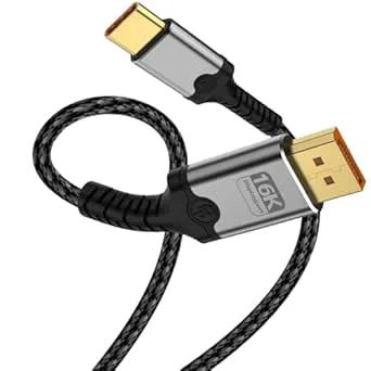 baolongking USB C till DisplayPort 2.1-kabel, 16K@60 Hz, 8K@120 Hz, 4K@240 Hz, enkelriktad Thunderbolt 3/4/5 till DP-kabel, kompatibel med MacBook Pro/Air, iPhone 16 Pro/Max, XPS, Mac Mini (2 m)