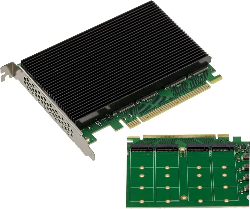KALEA-INFORMATIQUE PCIe Gen 5.0 x16 kontrollkort för 4 M.2 NVMe M Key SSD