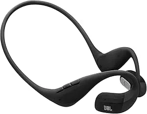 JBL Endurance Pace open-ear sporthörlurar med Bluetooth, 10 timmars batteritid, lätt nackband i titan-minnestråd, IP68 vattentäta och dammtäta, JBL OpenSound-teknik, svart/grå