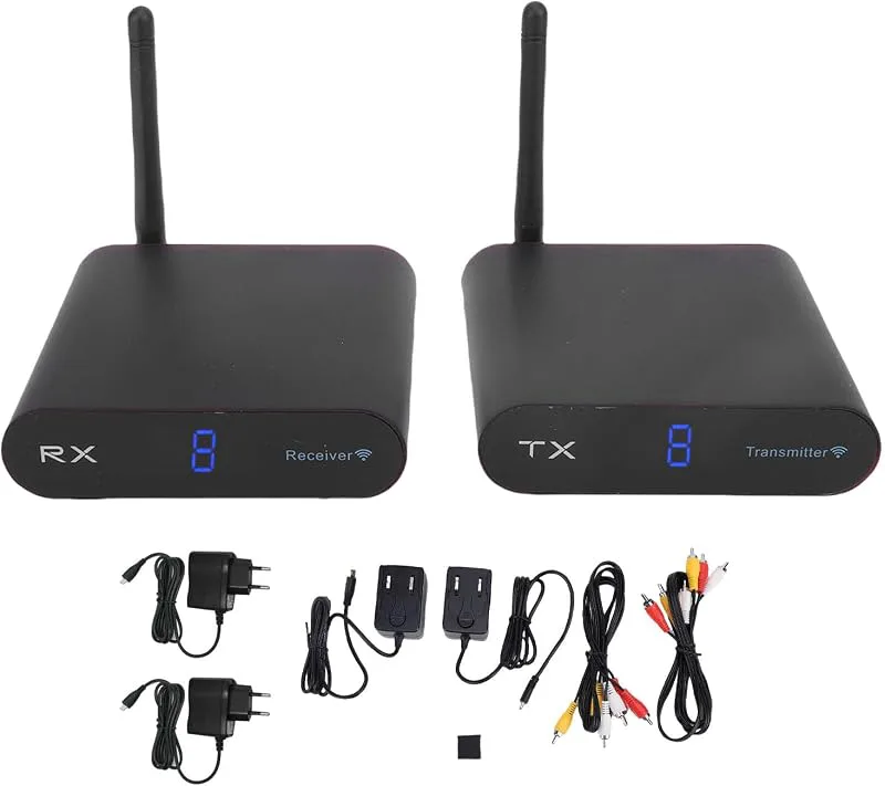 AV -sändaremottagare, videoljudsändare och mottagare 2.4 GHz 8 -kanal Sound Video Sändare Wireless AV -avsändare för streamingkabel, satellit, DVD -ka