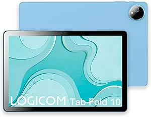 Logicom - Fold 10 - Android 15-surfplatta - Folio Gartuit - 10,1 tum - HD IPS - 6 GB RAM - 128 GB + 256 GB - wifi 6 - Octa-Core - USB C - 8MP och 5MP kameror - 6 000 mAh batteri - blå