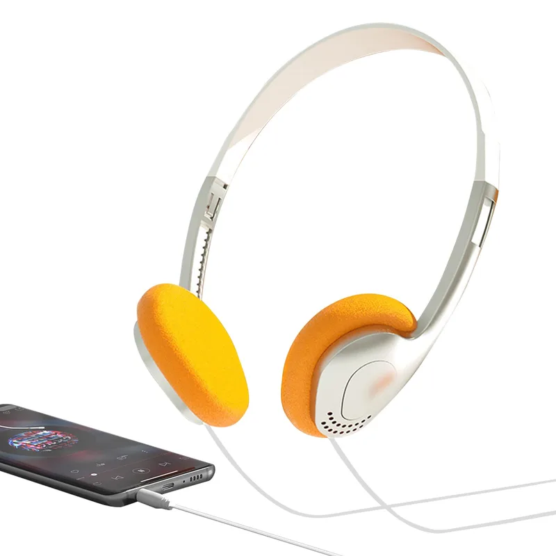 Generic retro over-ear-hörlurar, vikbara, orange