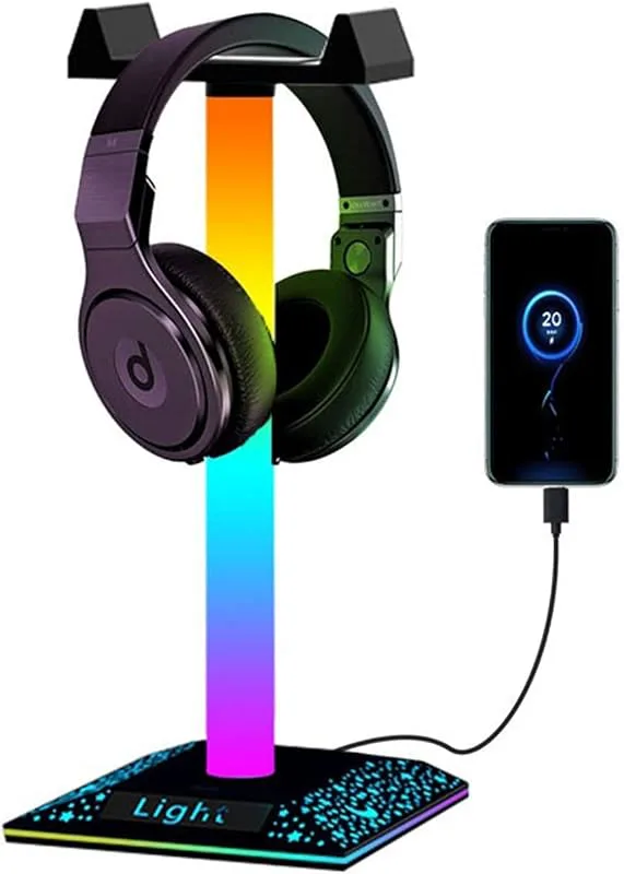 Headsethållare Headsetställ RGB Gaming Hörlursställ Light