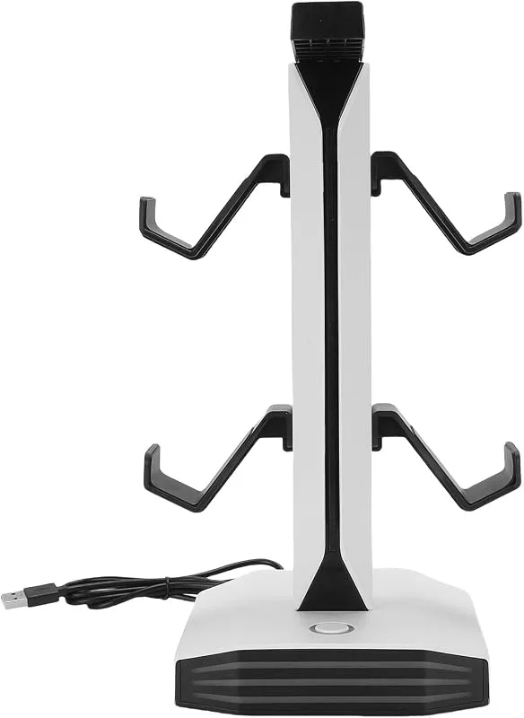 RGB -hörlurarstativ, styrenhet och spelhuvudhållare, skrivbordsspelarhållarens hängande rack med 2 USB -laddningsport för lagring av speltillbehör