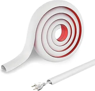 3 m minikabelkanaler, kabelkanal, självhäftande kabelkanal, halvcirkelformat kabelskydd, kabelbro golv, för alla strömkablar hem, skola, kontor (vit)