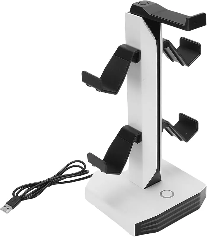 RGB Hörlursställ, ABS-material, Dubbla USB-portar, Halkfri Design, Perfekt för Spelheadset och Kontroller Som PS och Switch Pro