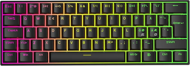 MCHOSE Ace60 Pro Nordic-ISO HE tangentbord, 0,01 mm RT-noggrannhet, Rapid Trigger Magnetic Keyboard RGB 60 % speltangentbord, justerbar manövrering, snap Tap, svart
