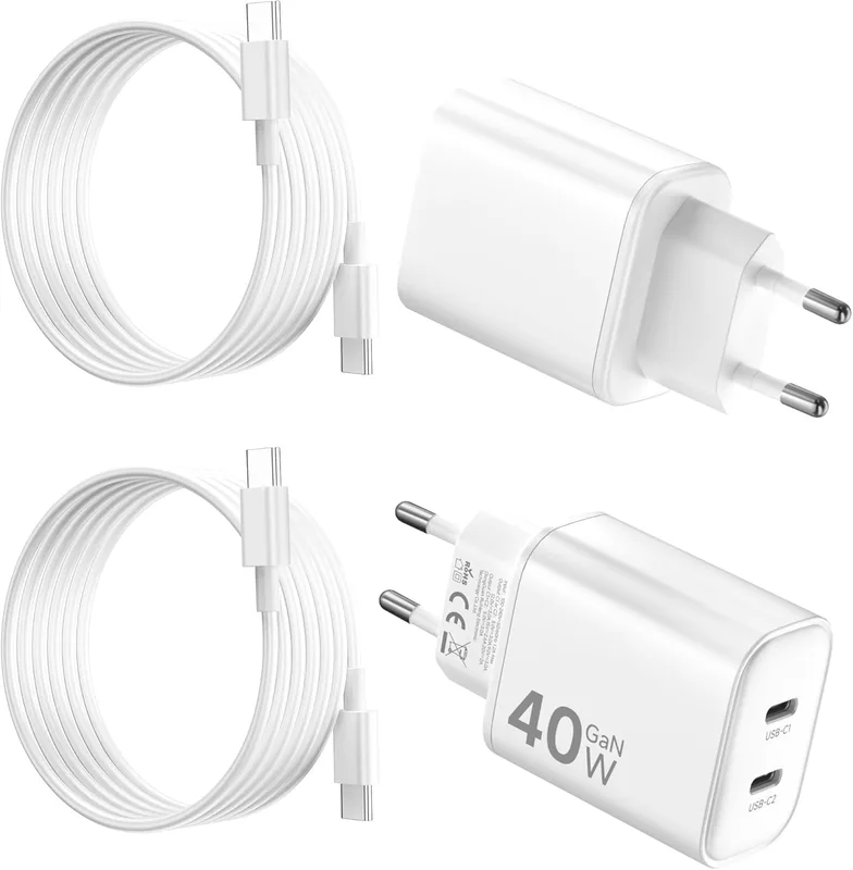 HYDOOD 40W 2-port USB-C Laddare 2-pack