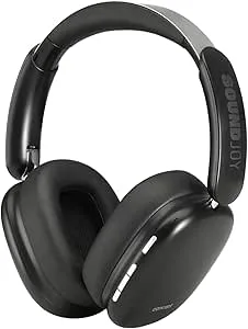 Concept SoundJoy HS4060/HS4061 Trådlösa Bluetooth 5.4-hörlurar med ANC upp till 33 DB 70 timmars batteritid USB-C snabbladdning transparent ENC-läge mikrofon 3,5 mm AUX-fodral (svart)