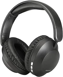 SoundJoy HS4080/1 trådlösa hörlurar Bluetooth 6.0 45 h batteritid snabbladdning USB-C ANC 18dB ENC-spelläge mikrofon AUX 3,5 mm bekvämt och lätt fodral (svart)