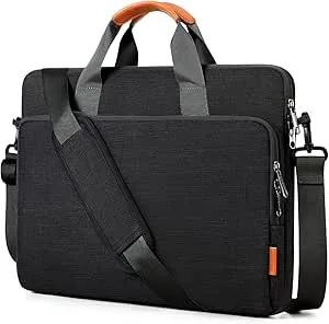 bagasin 15,6–17,3-tums laptopväska, expanderbar väska med axelrem, bärbar dator, professionell datorväska, laptopväska, svart, 17.3