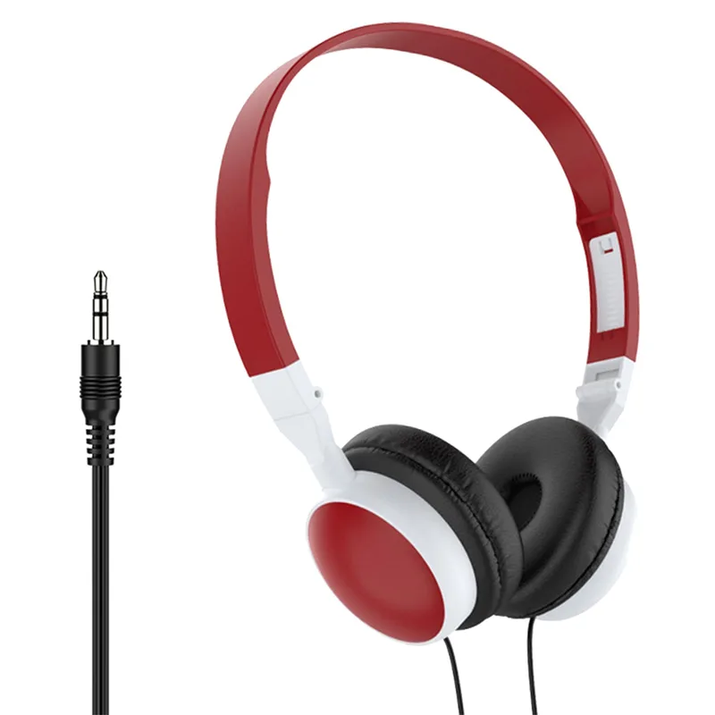 Vikbara over-ear-hörlurar med sladd, vinröd