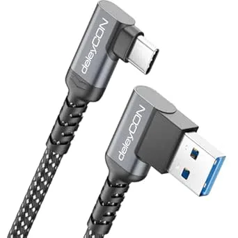 deleyCON 1m USB-A till USB-C-Kabel 2x Vinkel USB 3.0 5 Gbit/s