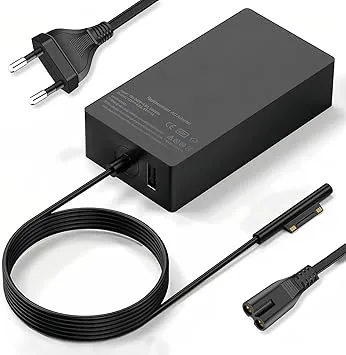 Surface 65W 15V 4A Ladegerät Kompatibel med Microsoft Surface Pro 11/10/9/8/7/Pro 7+/6/5/4/3/X, Sur-face Laptop 7/6/5/4/3/2, Go 4/3/2, Sur-face Book 3