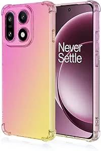 EASSGU TPU silikon mobiltelefonfodral för OnePlus 15 5G (6,78 tum tum), transparent färggradient fodral, anti-drop och reptåligt skyddsfodral – rosa