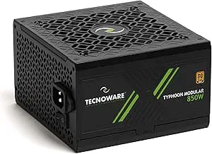 Tecnoware Power Systems Nätaggregat Typhoon 850W, 80 PLUS Gold, Fullt modulärt, Gaming, Tyst 12 cm fläkt, Japanska kondensatorer 105°C, DC-DC-krets, Platta kablar