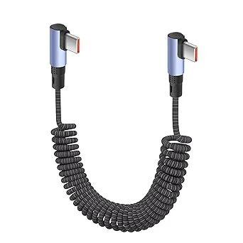 YACSEJAO 100 W spiral USB C till USB C flätad kabel