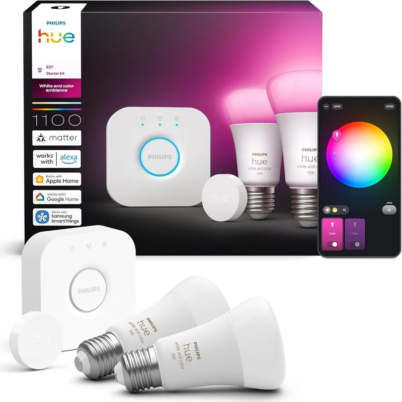 Philips Hue Starter Kit: Bridge Pro + 3 E27 LED Light + Smart Button