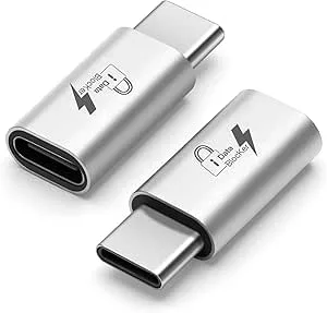 Seminer USB-C-till-C-datablockerare (2-pack), anti-juice jacka, endast för laddning, stöder PD-laddning med upp till 140 W – silver