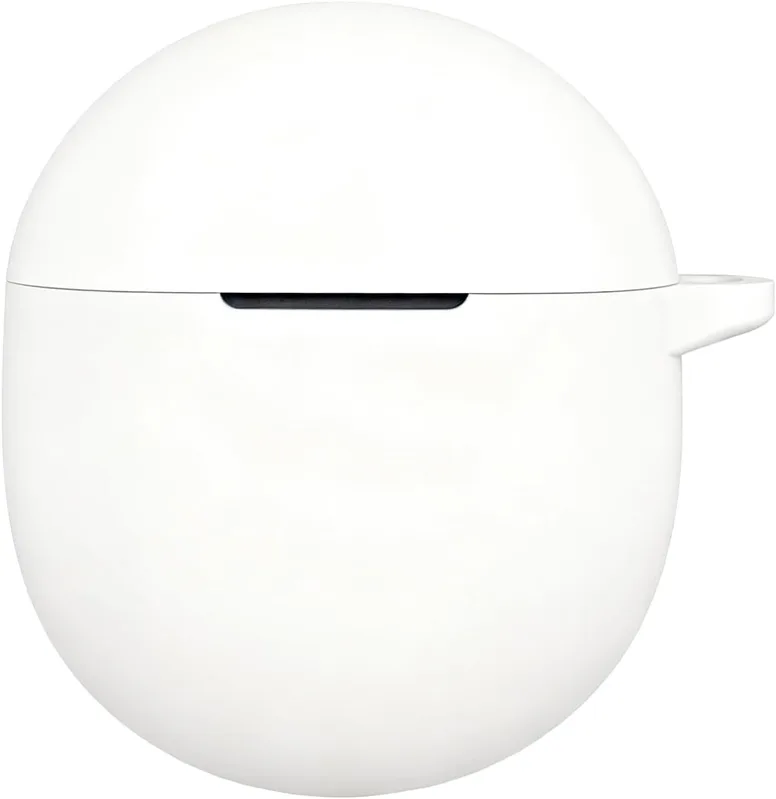 Miimall Skyddsfodral för Google Pixel Buds 2a, trådlös laddning, dammkontakt, nyckelring, LED synlig, stötsäkert silikonskydd för Google Pixel Buds 2a-vit