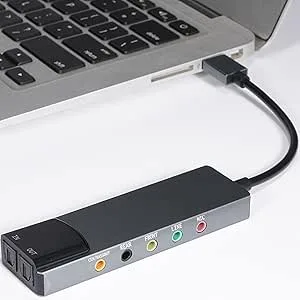 ASHATA 7.1 USB-Ljudkort, Externt Ljudkort för Bärbar Dator med SPDIF Digitalt Ljud, Högupplöst, för Bärbar Speldator Silver