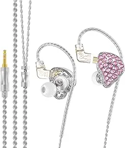 Vestamore HiFi Gaming Earbuds, 2 st trådbundna in-ear hörlurar med mikrofon, 1,5 m kabel för kvinnor, audiophile hörlurar över örat