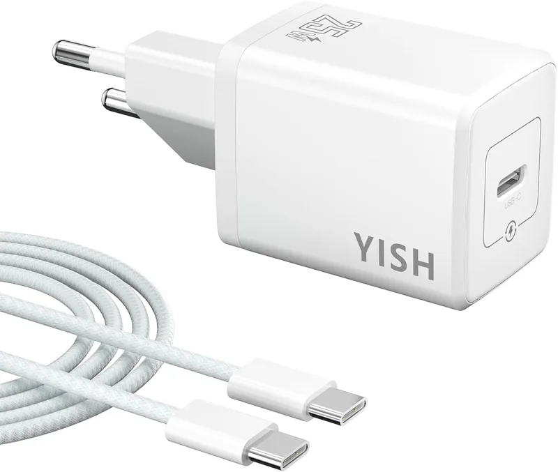 YISH 25W USB C-Laddare：PD 3.0 Super Fast Charger USB C Snabbladdare Väggladdare Laddare Typ C Strömadapter med 60W 1M USBC på C -Kabel