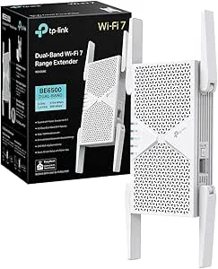 TP-Link WiFi-repeater BE6500, RE405BE Kraftfull wifi-förstärkare, 6,5 Gbps, multi-länkdrift (MLO), 2,5G-port, smart roam